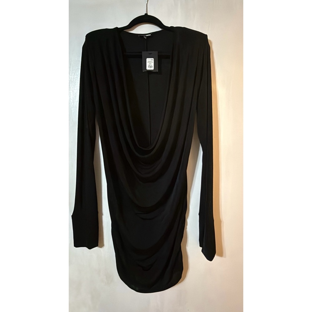 Fashion Nova Black Drape Neck Minidress